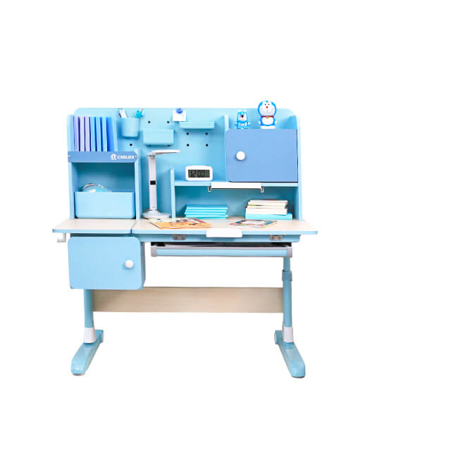 Bàn học cho bé thông minh Chilux Smart V ( Dài 1.2m) cao cấp, chống gù, chống cận, đồng hồ báo giờ.