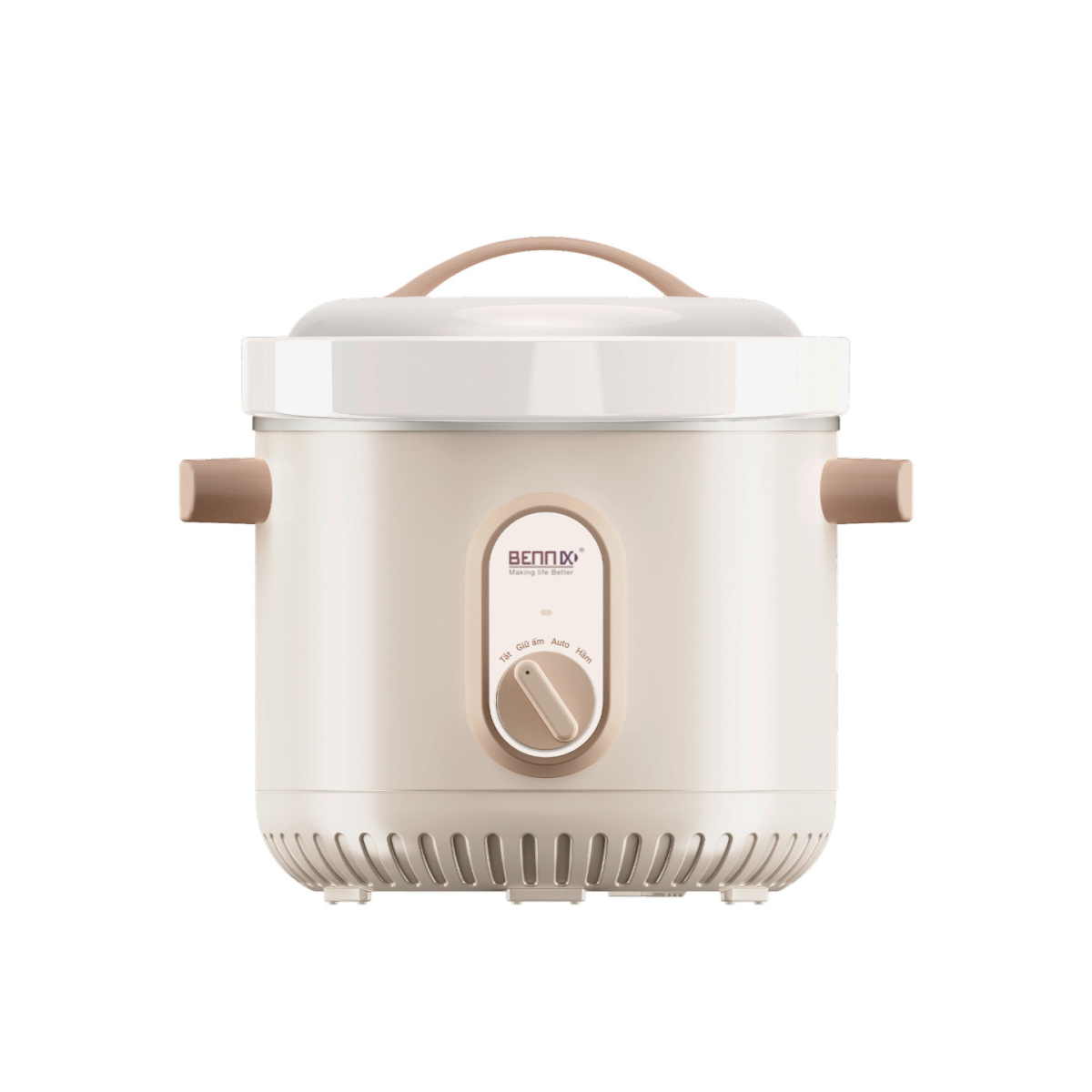 Nồi Nấu Chậm Cơ Bennix BN-68KC-C dung tích 3L Màu Trắng Nắp Sứ